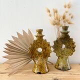 Yellow terracotta candle holder