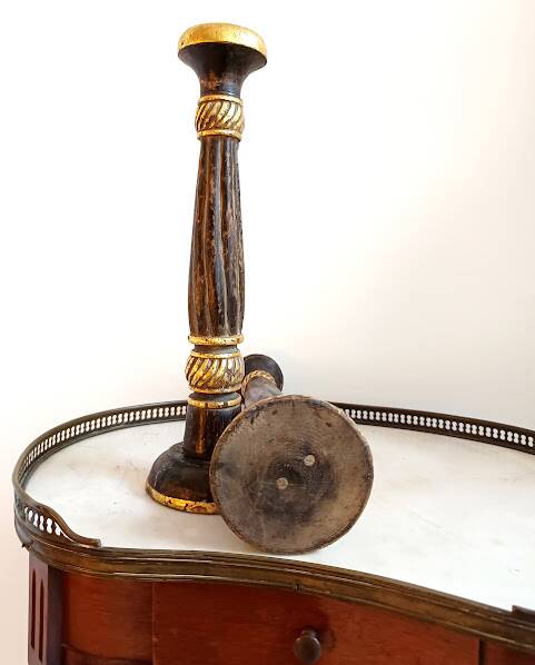 Pair of vintage gilded wood candlesticks