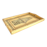 Engraved bamboo rattan tray