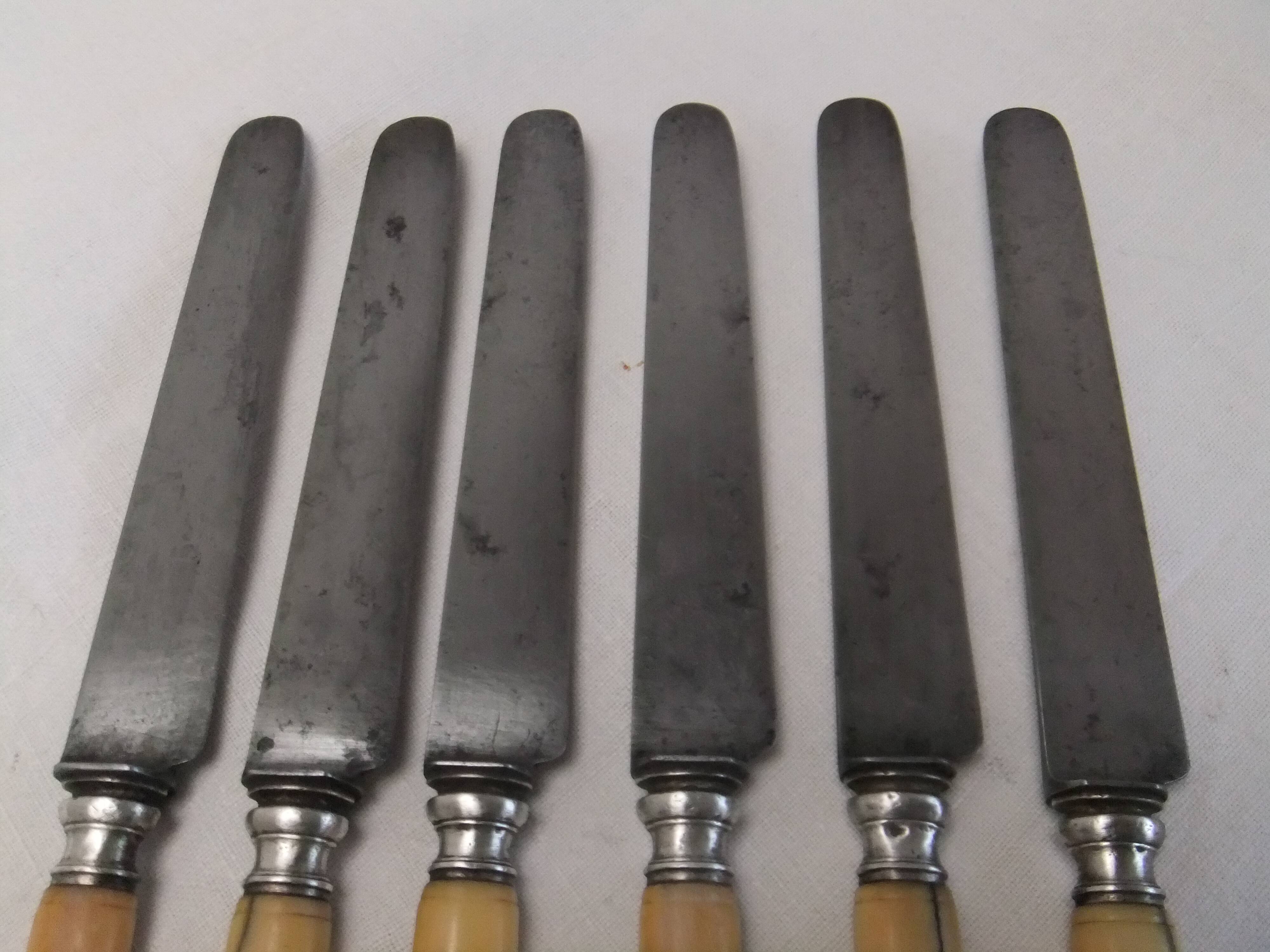 Old cutlery table knives Touron Edme Parisot
