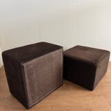 Paire de poufs cubiques en velours