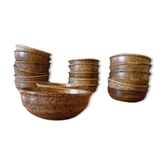18 soup plates, sandstone bowls from Salins les Bains, 1960s