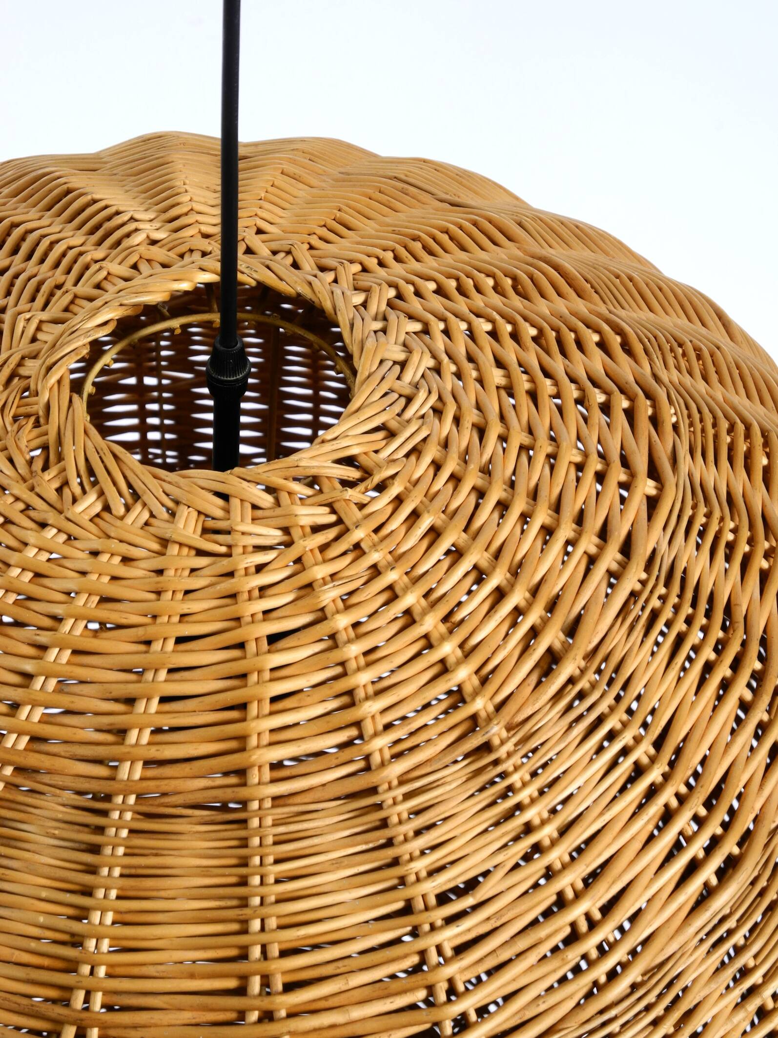 Very rare original XXL rattan ball pendant lamp | Mid Century Modern | Ø 66