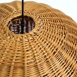 Very rare original XXL rattan ball pendant lamp | Mid Century Modern | Ø 66