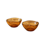 Lot de 2 ramequins vintage en verre ambré – Années 70 – Made in France