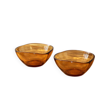 Lot de 2 ramequins vintage en verre ambré – Années 70 – Made in France