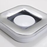 Square white ashtray Ico Parisi, chrome and melamine by Lamperti, Italy, 1970s.