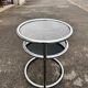 Side table with 2 shelves in chromed metal and smoked glass, circa 1970