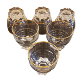 6 verres vintage pied étoile liseré doré