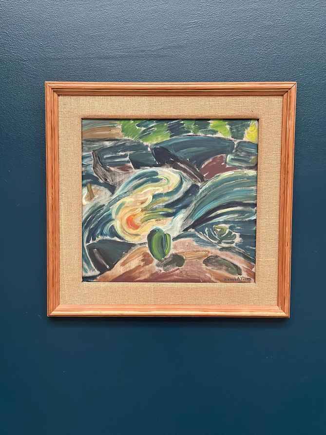 Original Swedish Oil On Panel – “Composition” By Bengt Alwö – Vintage & Framed 62 × 60 Cm (24.4" × 23.6")
