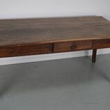 Table de salle à manger de ferme rustique française du 19ème siècle en chêne antique