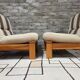 Pair of vintage 1970s armchairs in solid pine.