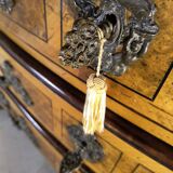 "Louis XIV" style commode with green Alpine marble and walnut burl.