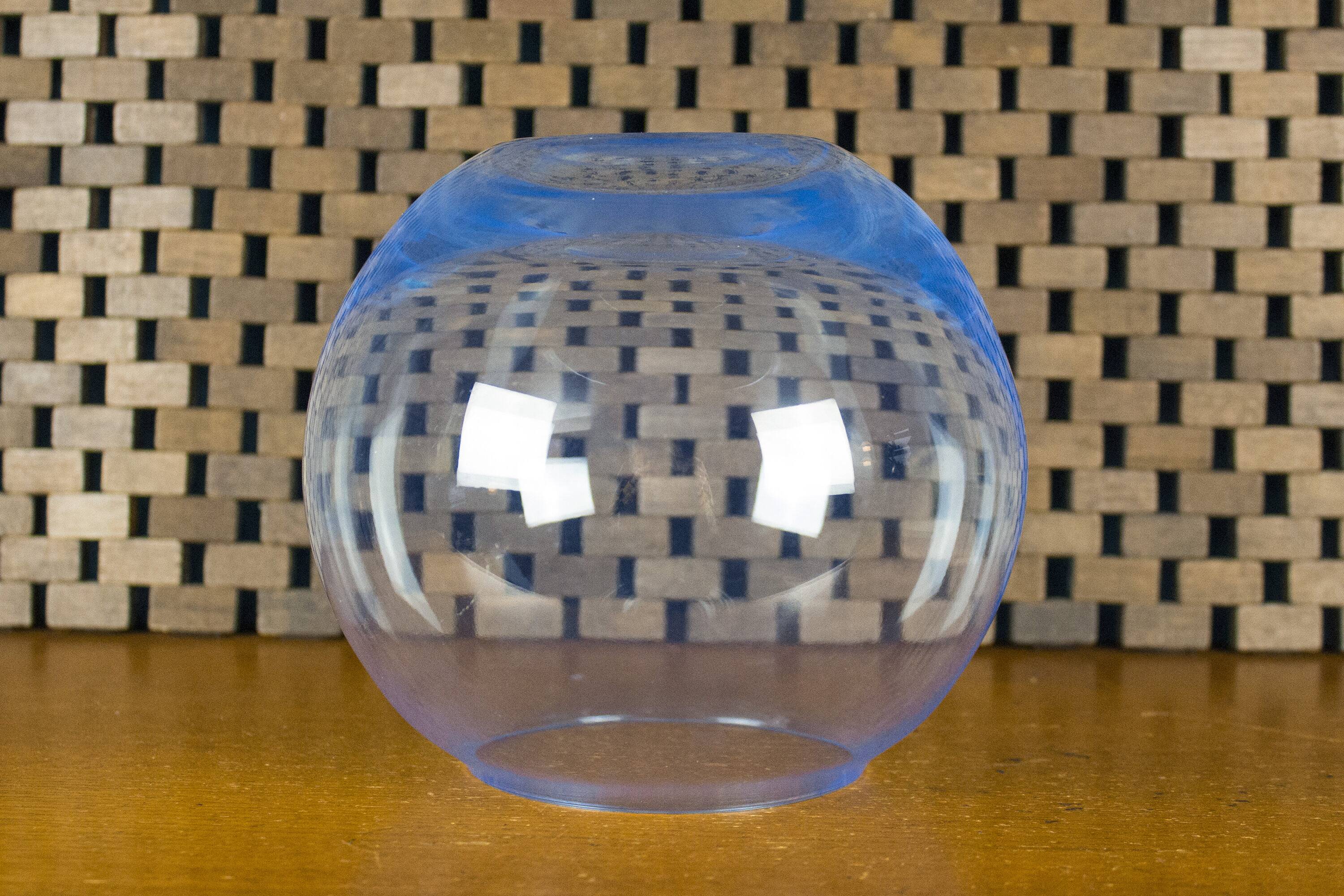 Vintage bright blue glass globe vase
