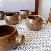 Service à soupe vintage en grès pyrité