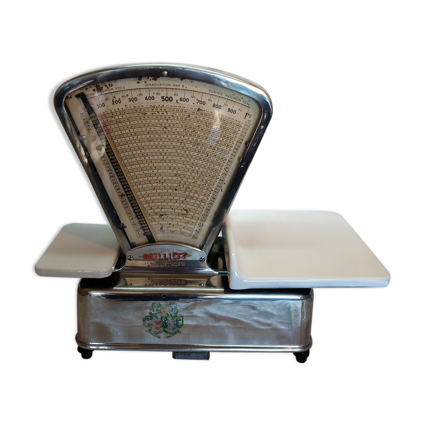 Old butcher scale testut / millot stainless steel