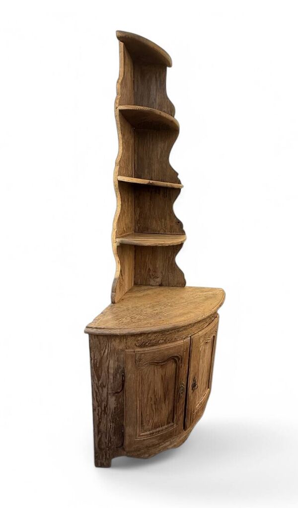 Buffet d’Angleterre à étagères encoignure en pin patiné ancien 19eme siècle