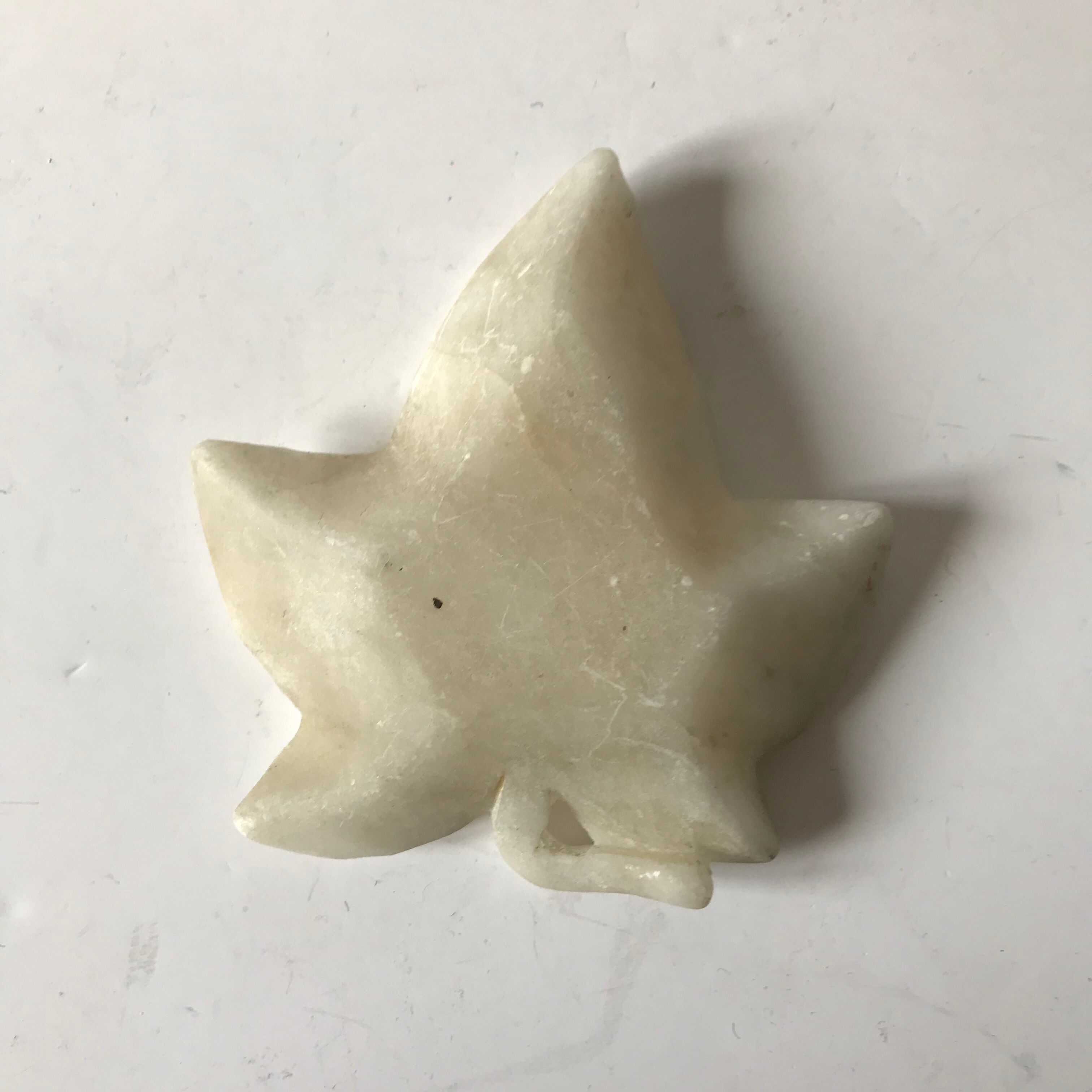 Empty pocket in the shape of alabaster ivy leaves