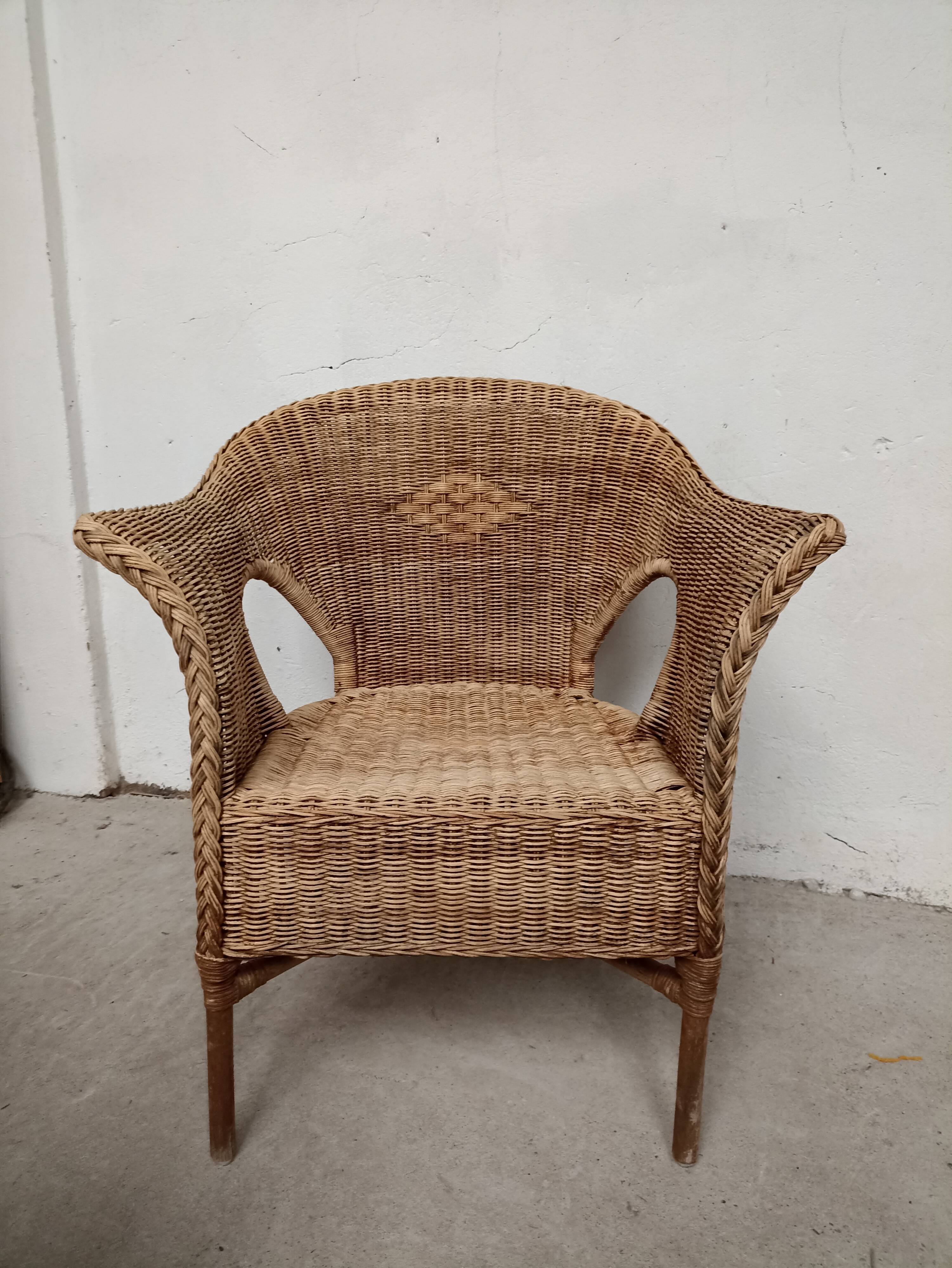 Pair of rattan armchairs