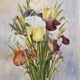 Tableau aquarelle naturaliste "Les Iris" signée B. Thierry 1995