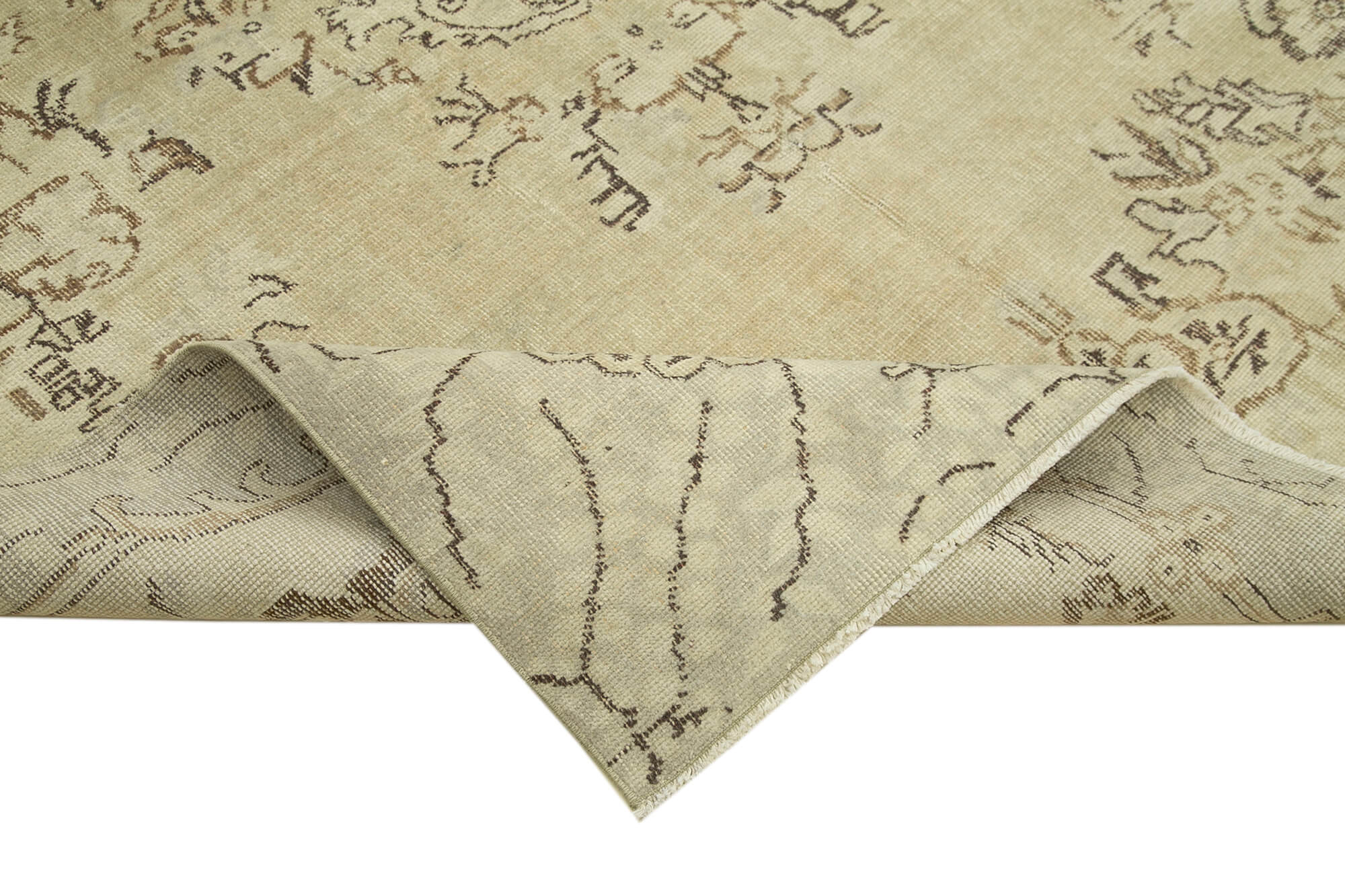 Hand-knotted wool turkish beige rug 183 cm x 295 cm