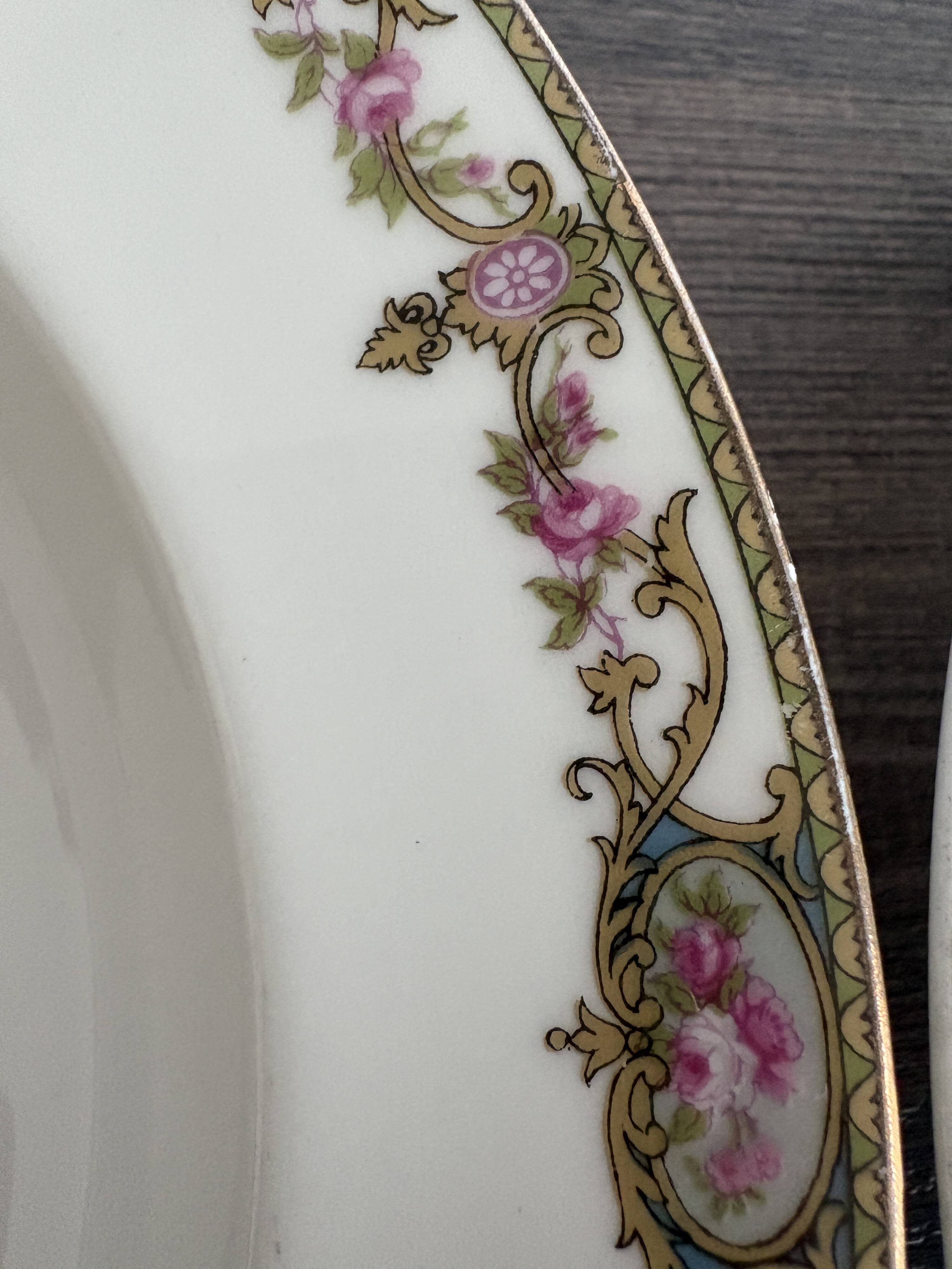 Set of three deep plates Limoges L.S. Floral Belle Époque decoration