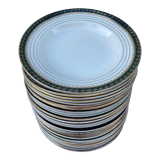 Plates for 14 people Céranord Saint Amand green and golden including hollows and plates