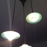 Waterfall chandelier 3 saucers in glass paste 70s-80s