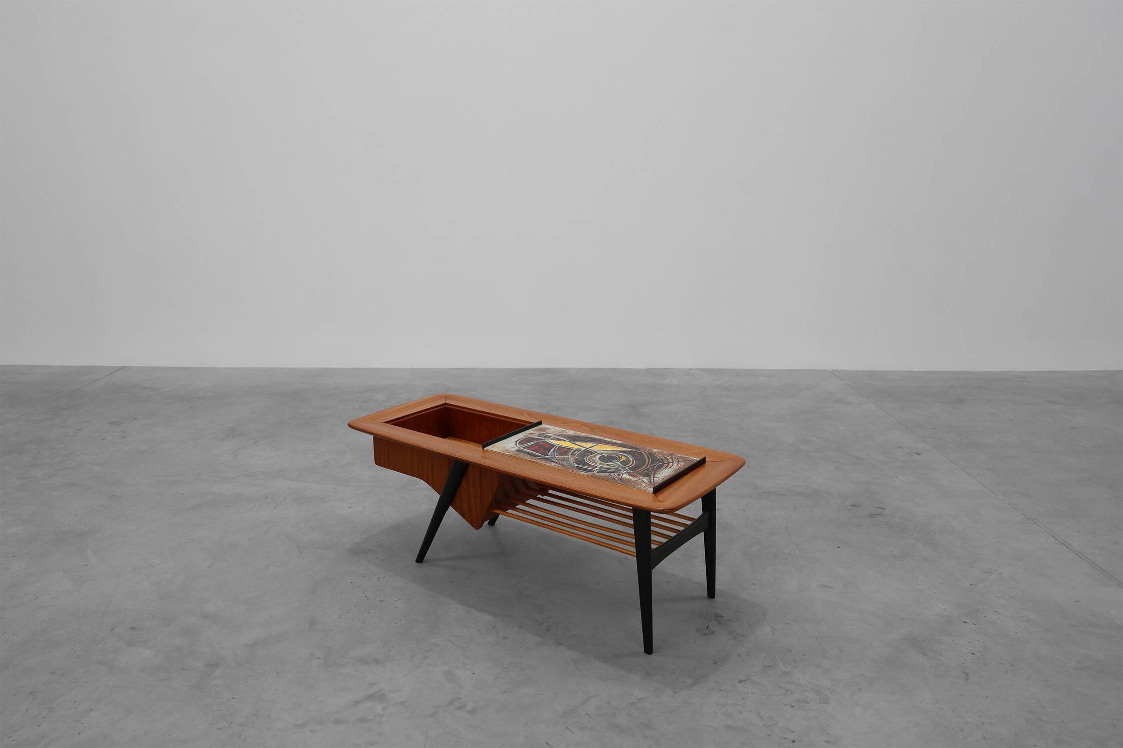 Coffee Table model 210, teak wood and ceramic,by Alfred Hendrickx, Belform