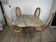 Set table + 4 patinated wrought iron chairs, Kashmir granite top, cannage.