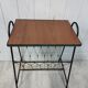Side table metal black scoubidou and wood