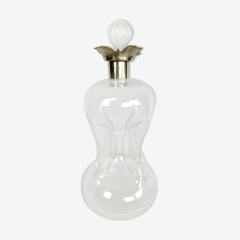 Blown glass carafe and silver frame