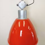 Large Red Painted Industrial Factory Lamp from Elektrosvit, 1960s