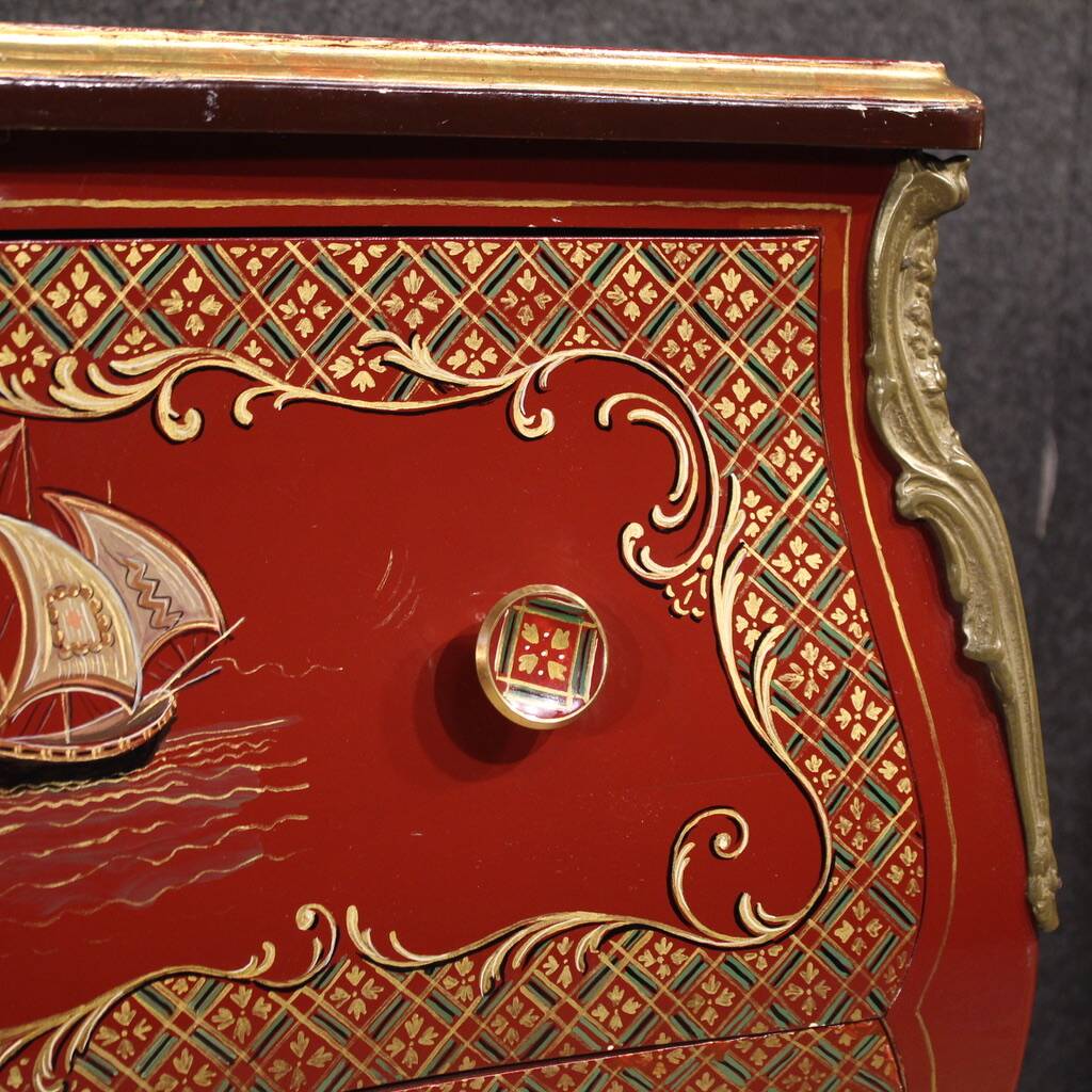 French lacquered, painted and gilded chinoiserie commode