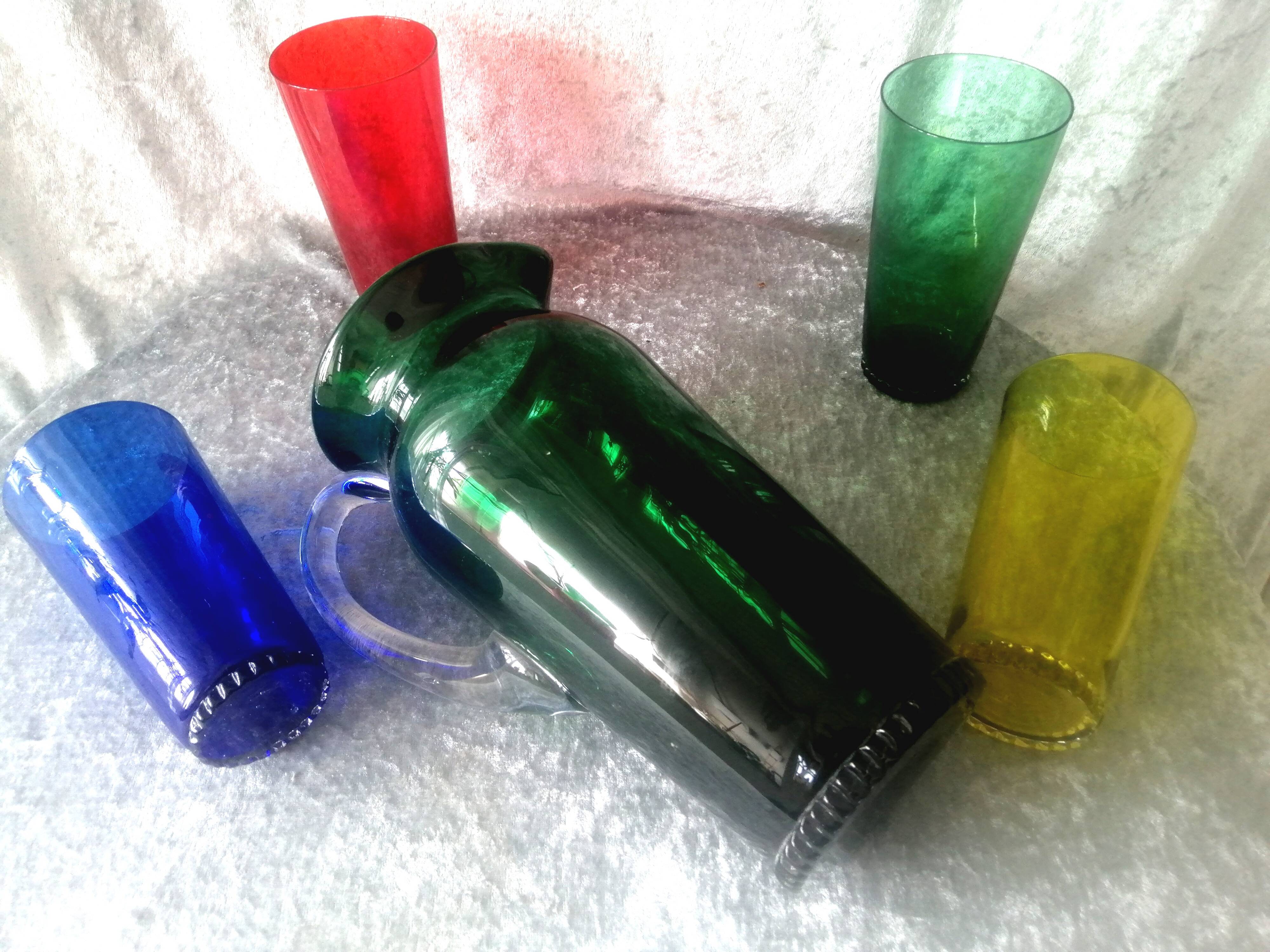 Service in orangeade signed nason moretti murano 50s, 5 pieces