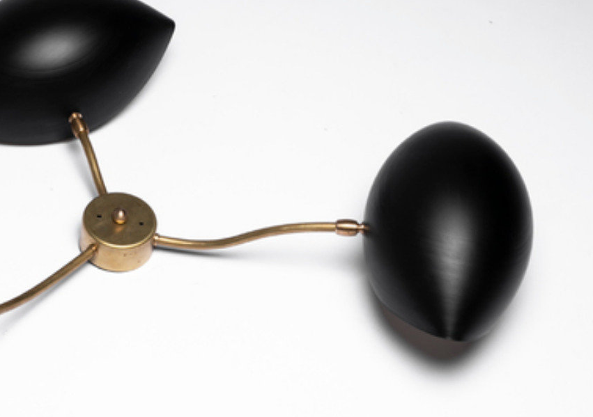 Wall lamp 3 arms Black Shell