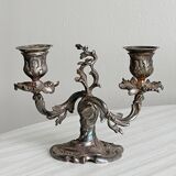 antique candlesticks set of 2 metal patina