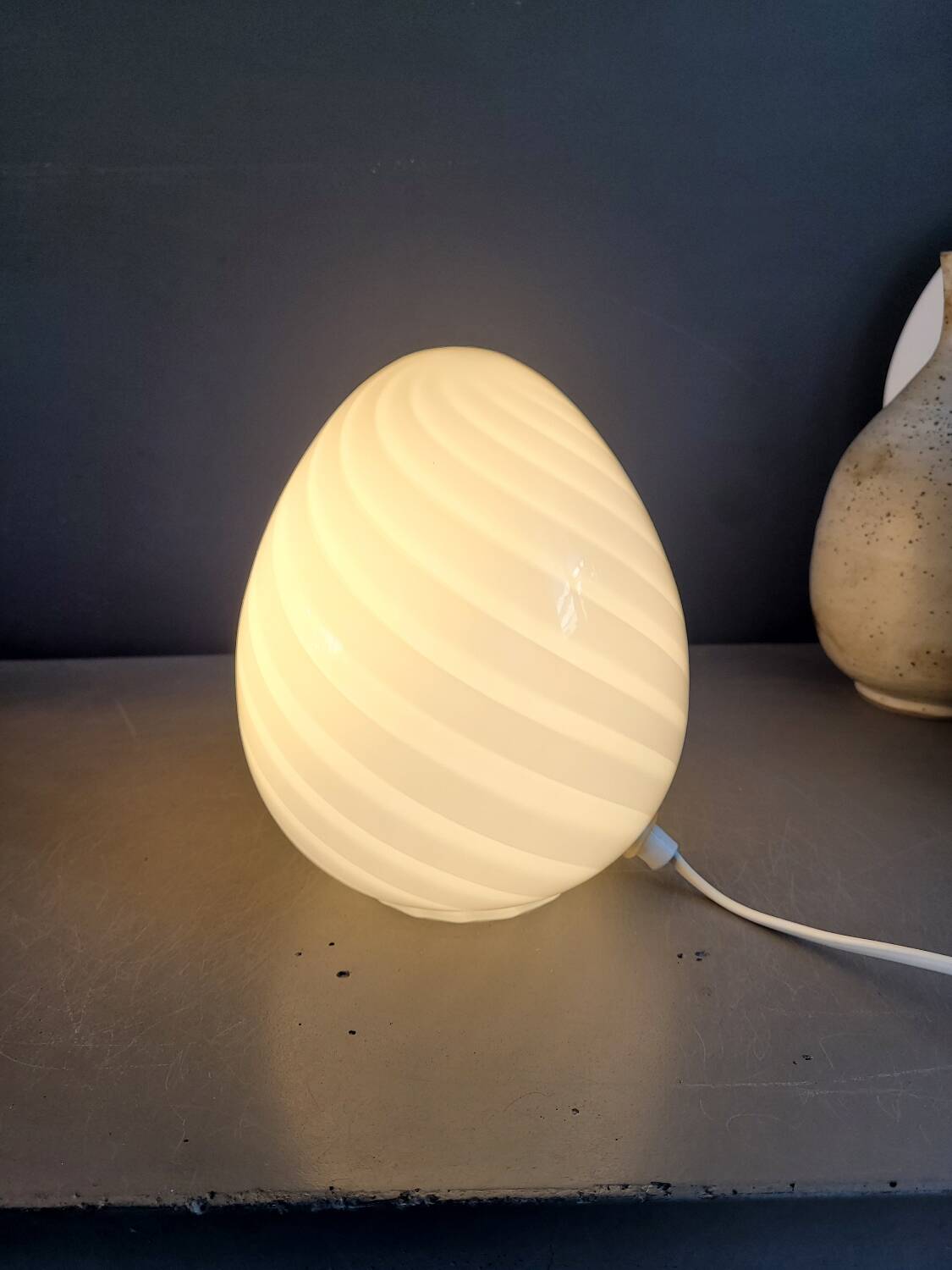 Lampe egg spirale en verre de Murano