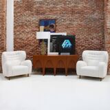 Contemporary Modern Teak and Lemongrass Wood Italian Sideboard