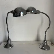 Pair of vintage 1940 Jumo 210 chrome desk lamps - 50 cm