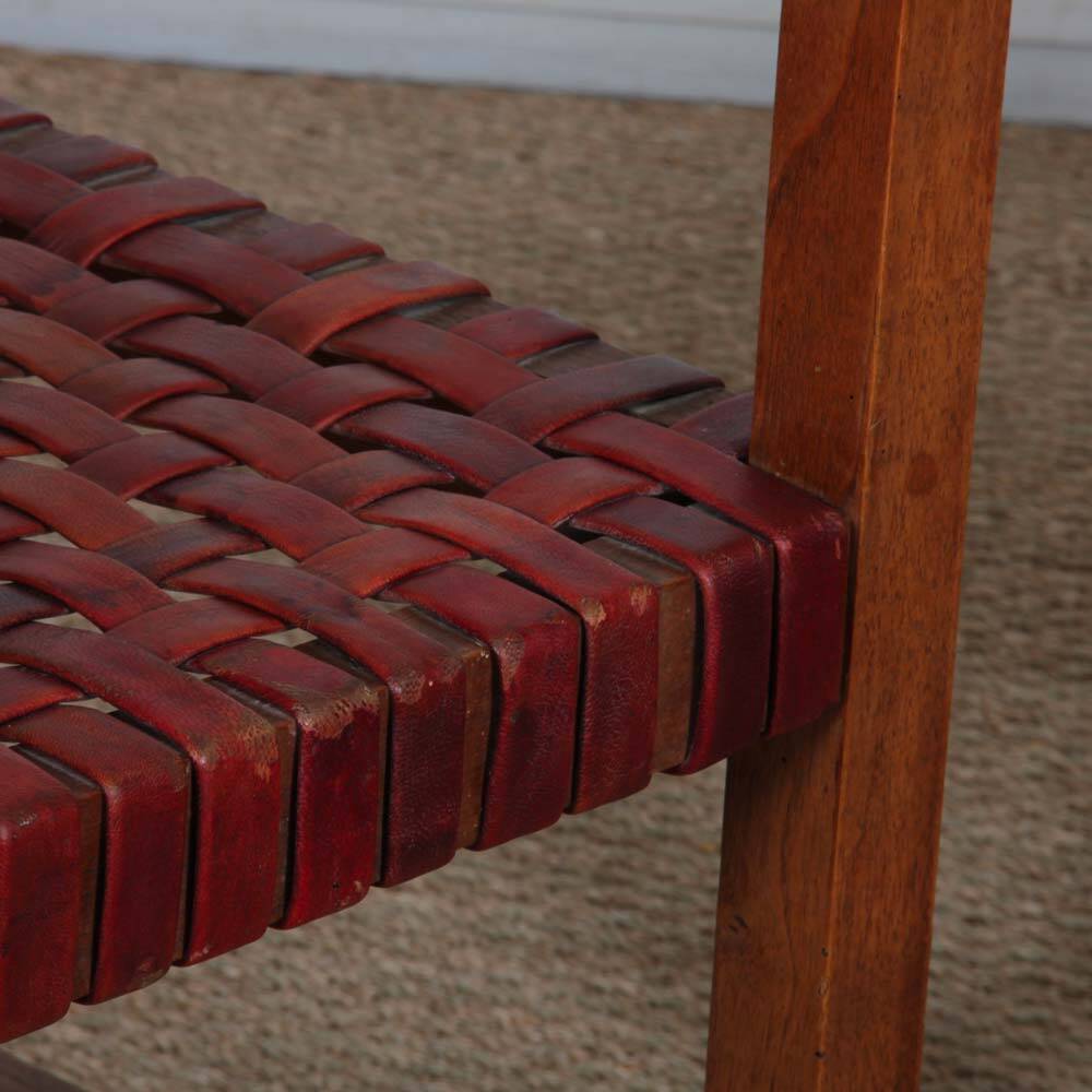 Pair of 1950s bridge chairs in wood and leather