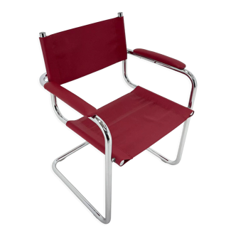 Fauteuil tubulaire chromé mid-centrury, années 1970