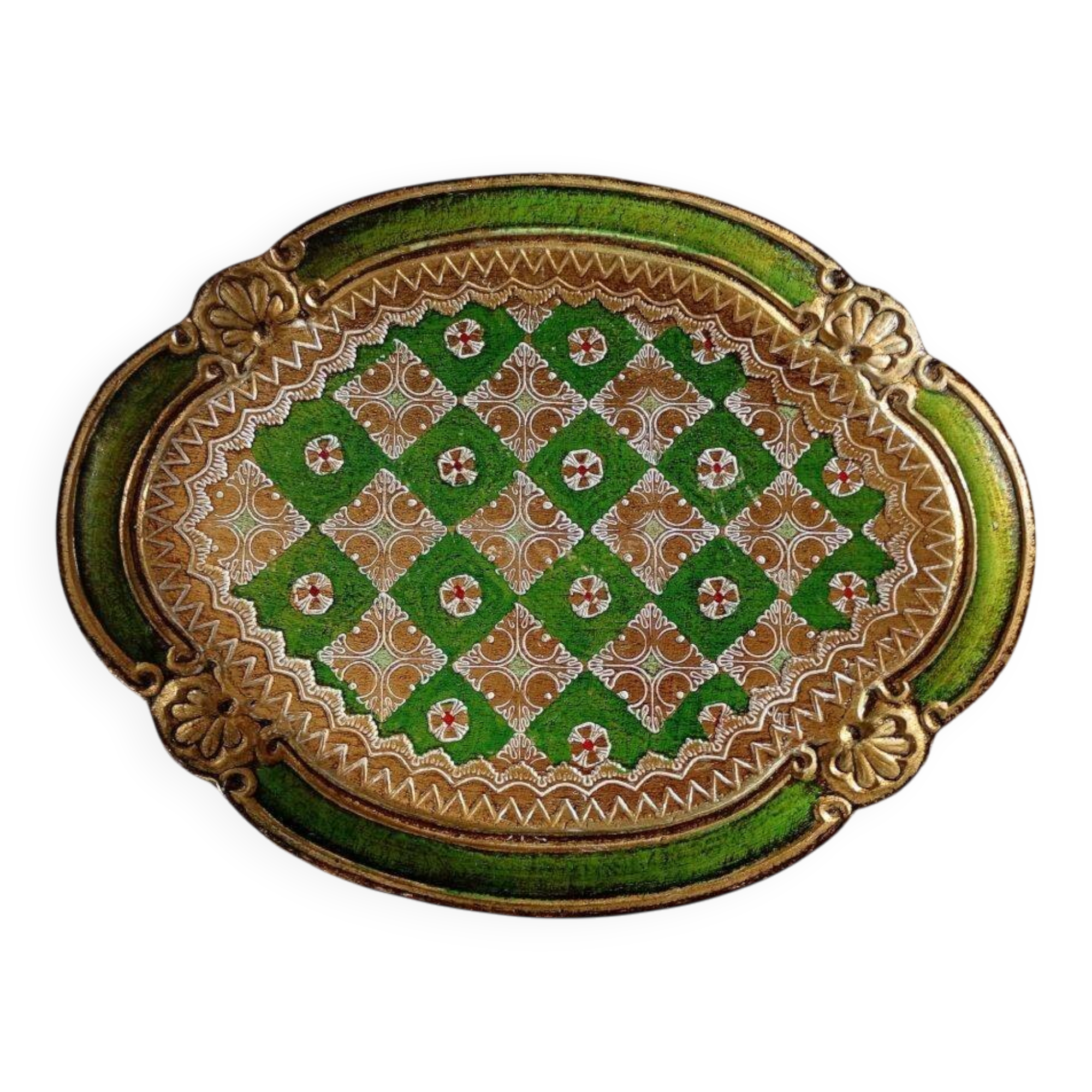 Vintage Italian Florentine Wood Tray - Mid Century