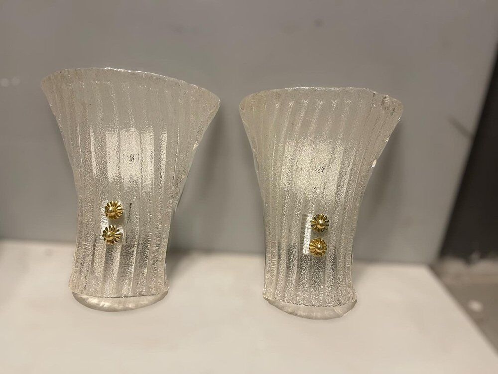 italian murano glass sconces, set of 2