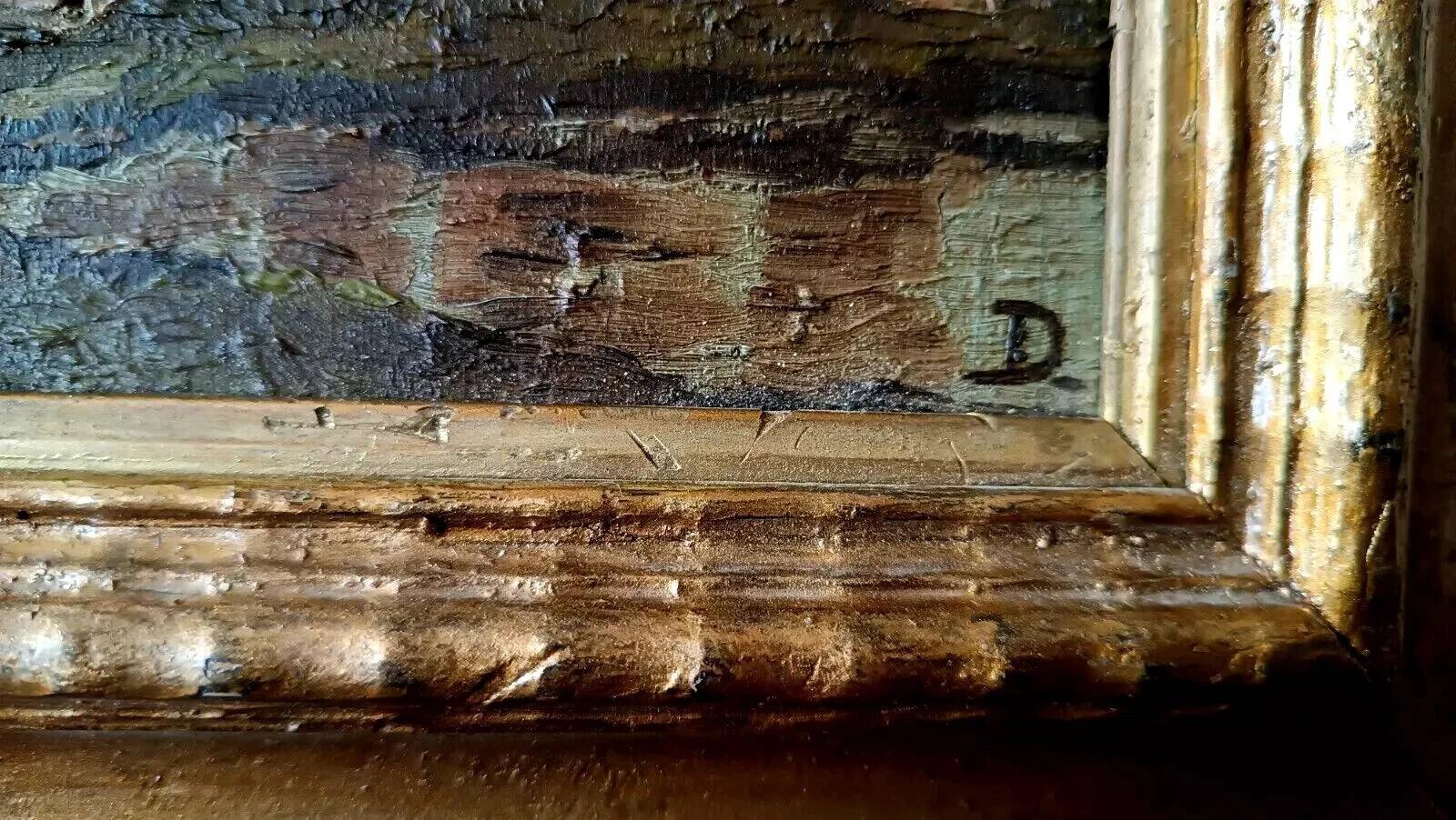 Oil painting on panel landscape early 1900s