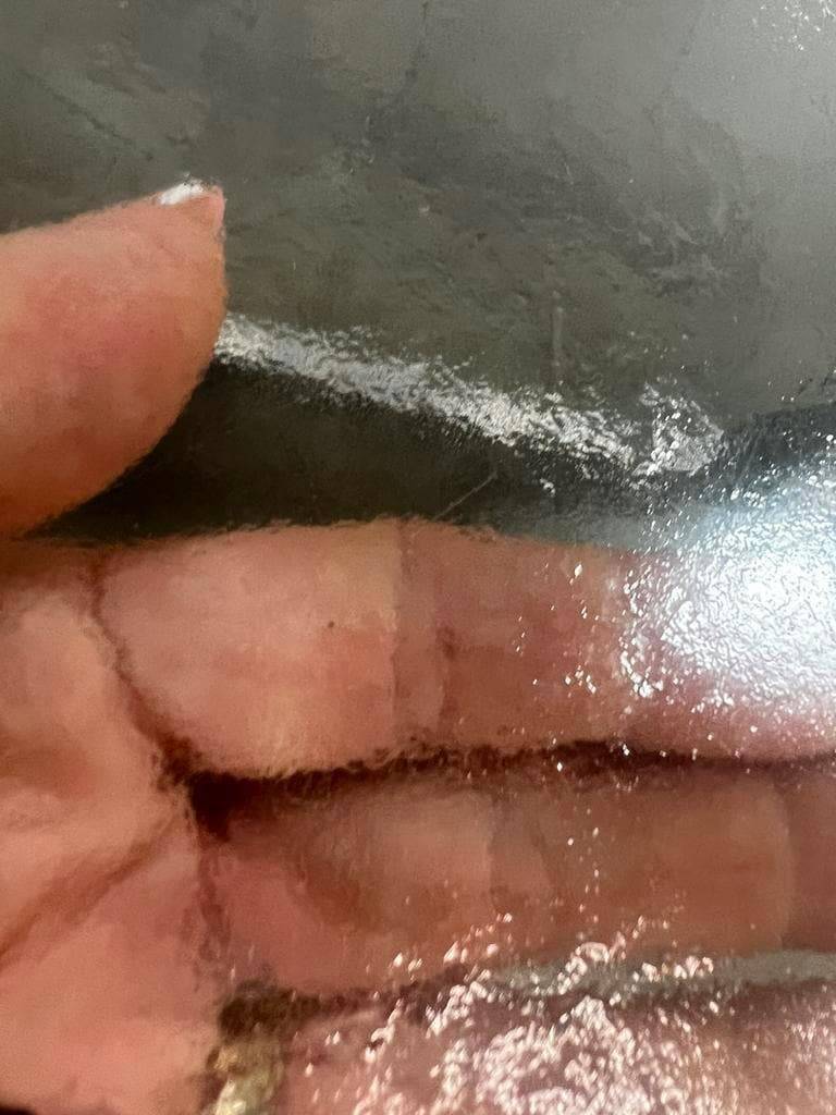 Table basse XL vintage en verre avec cadre chromé