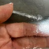 Table basse XL vintage en verre avec cadre chromé