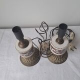 Pair of vintage brass/ceramic lamps