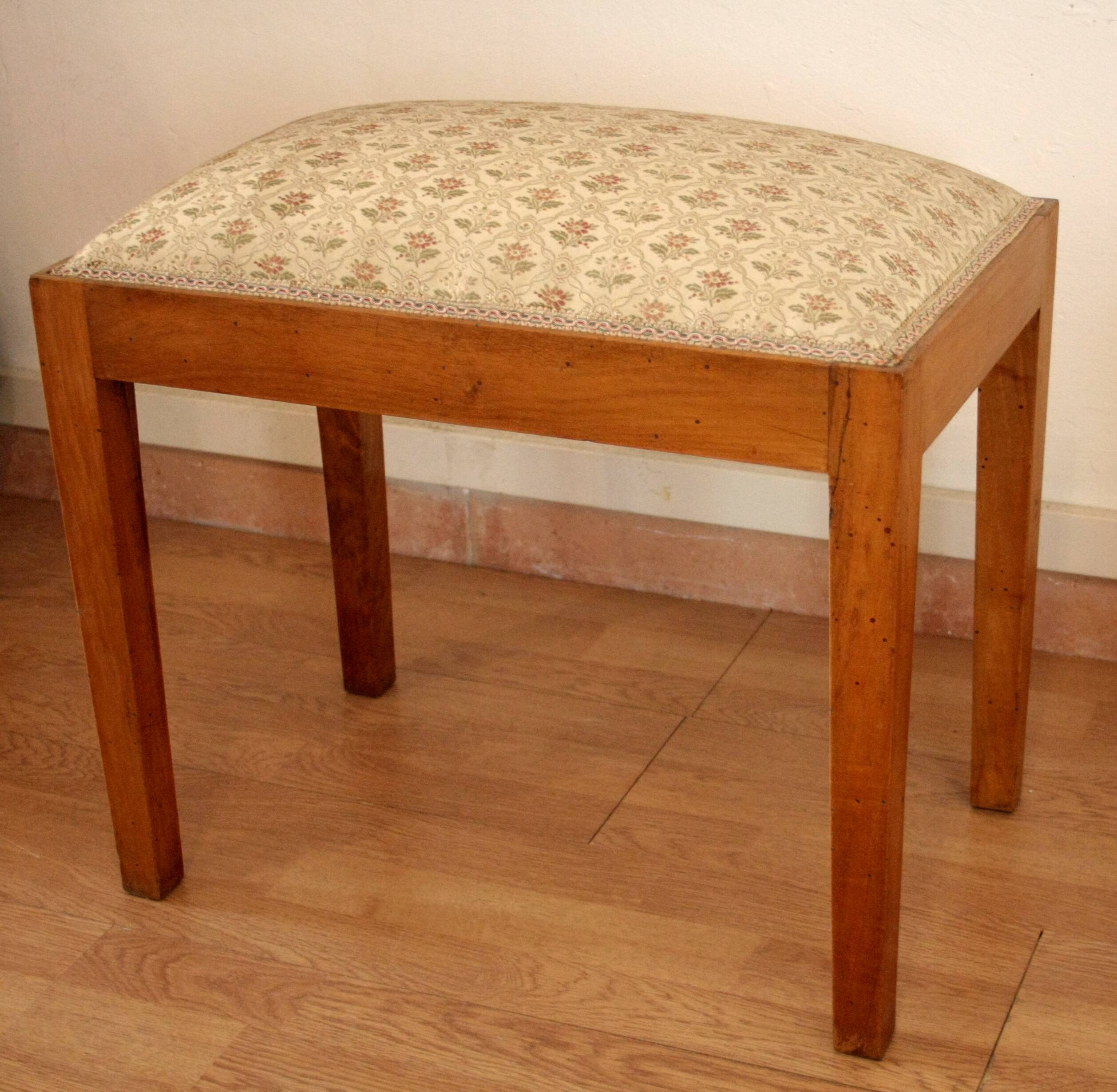 Vintage stool-bench in solid walnut wood, 1950s-60s