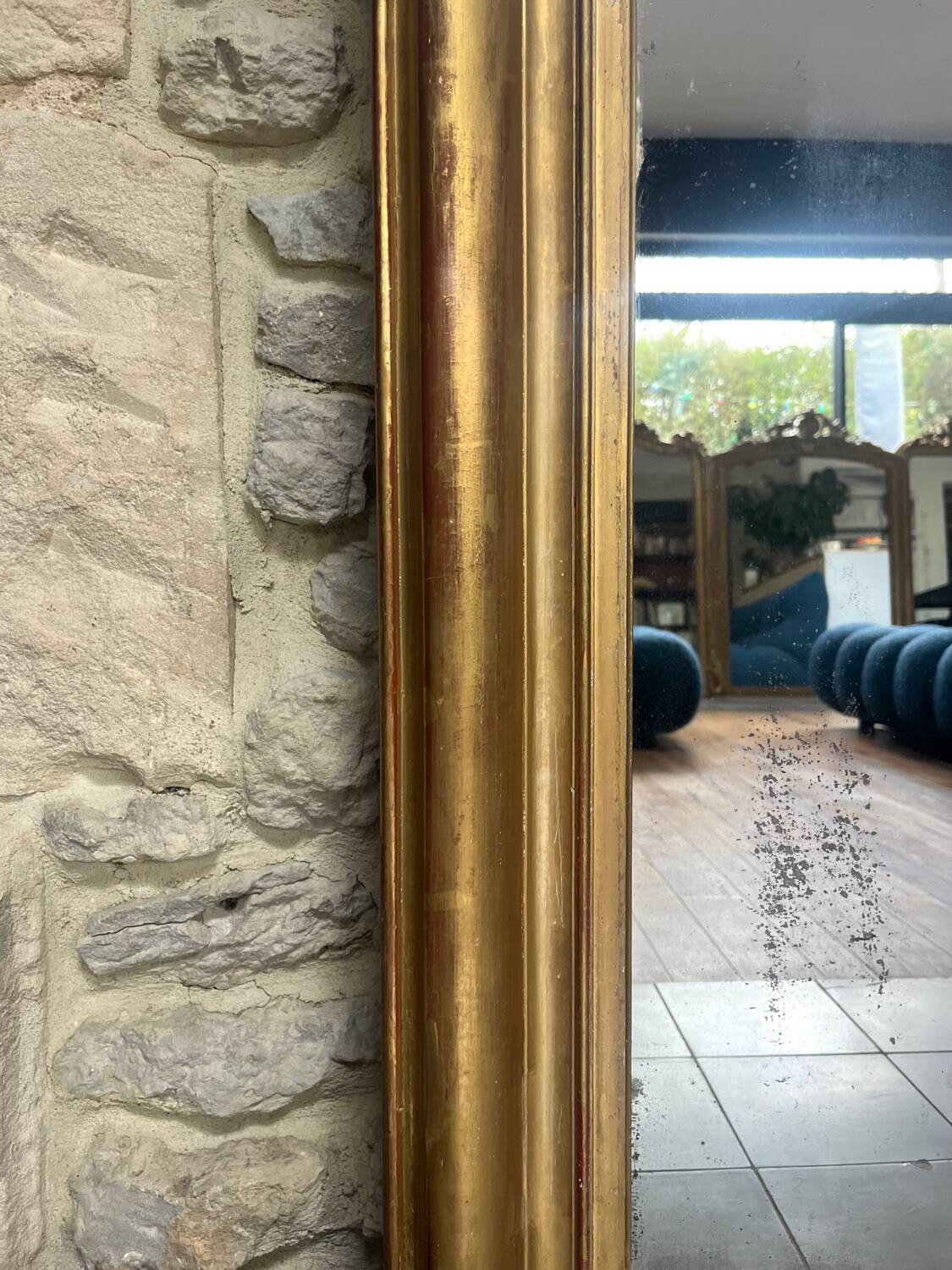 Antique Louis-Philippe mirror 200/150cm gold leaf and mercury glass